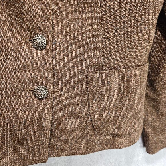 Casual Corner Tulip Skirt suit set Womens 10 Brown wool silk embroidered career - Picture 7 of 16